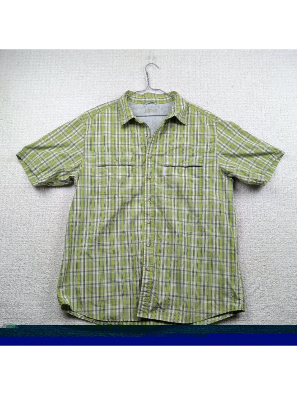 Columbia Vented Fishing Hike Shirt Men Forest Green Short Sleeve Omni-Shade Read
